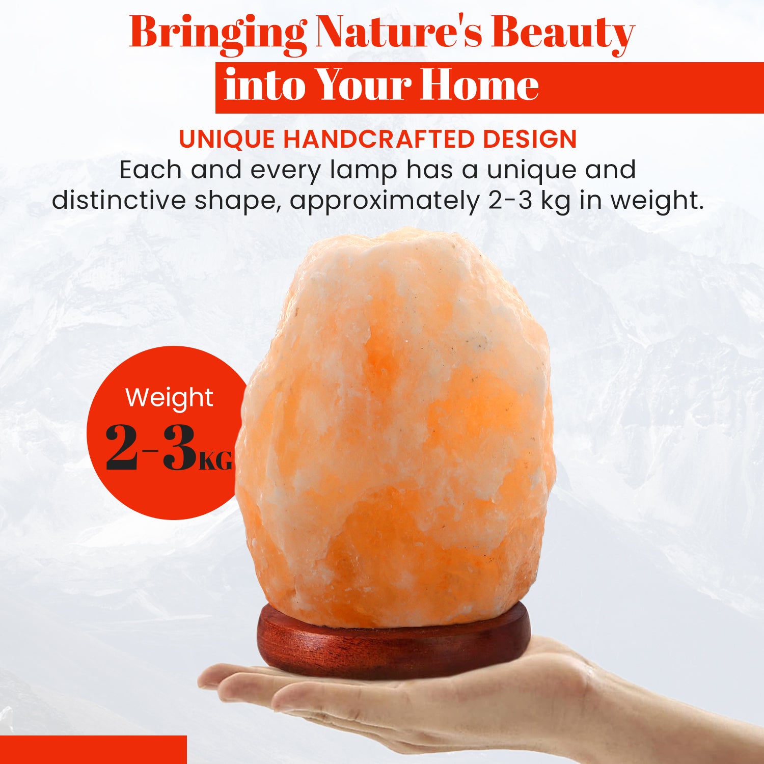 Small Himalayan Pink Salt Lamp on wooden Base with USB Plug