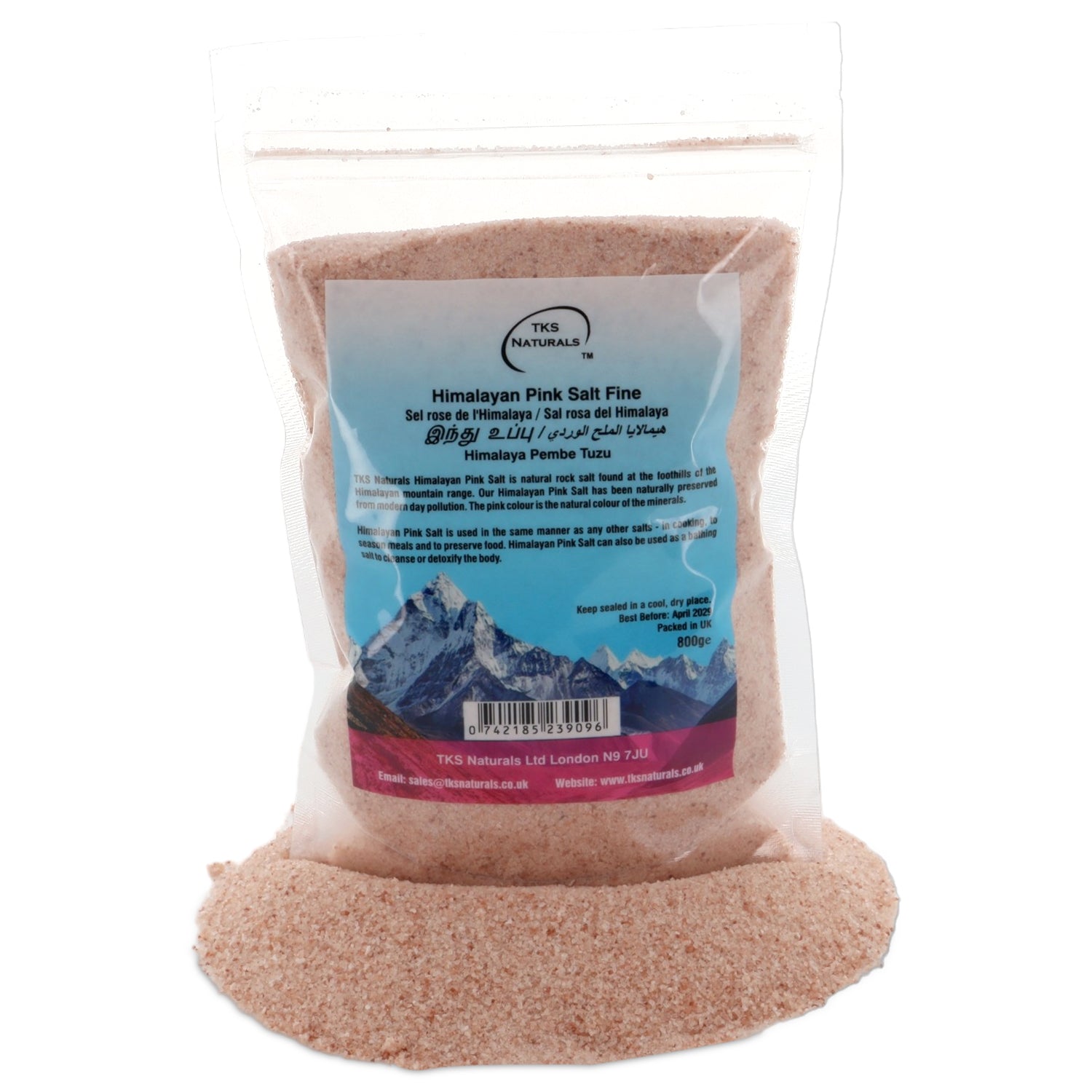 Himalayan Medium Pink Salt fine grains 800g Packet