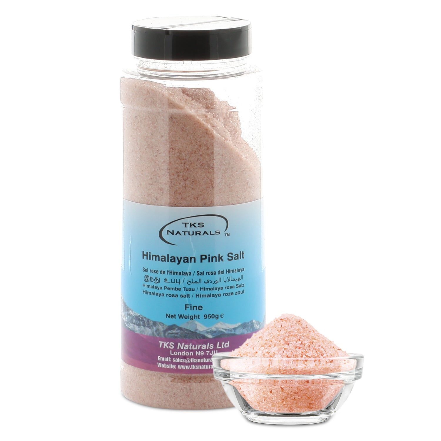 Himalayan Medium Pink Salt fine grains 950g bottle