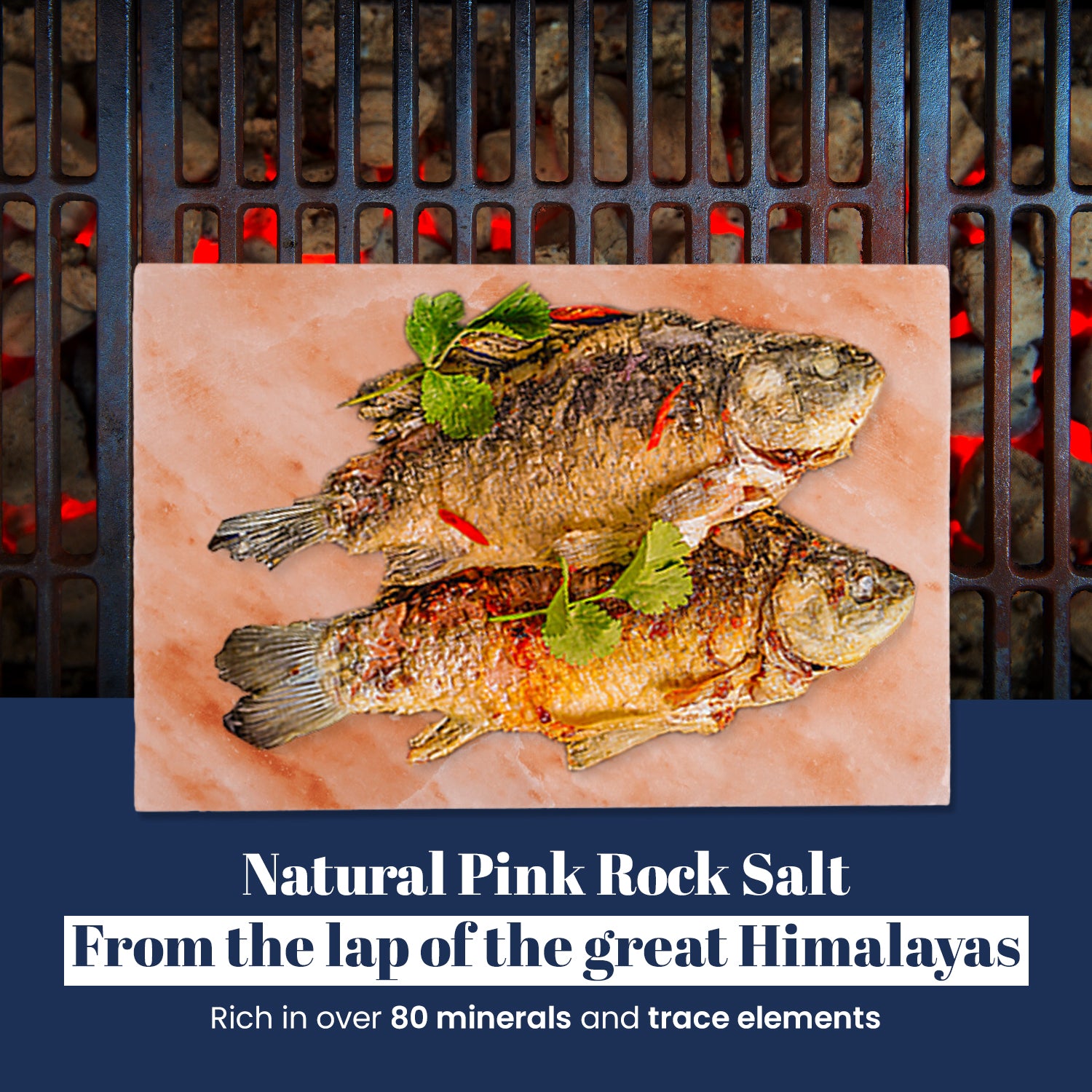 Large Cooking & grilling Himalayan Pink Salt slab block with metal Irion Tray holder ( 30cm x 20 x 3cm)