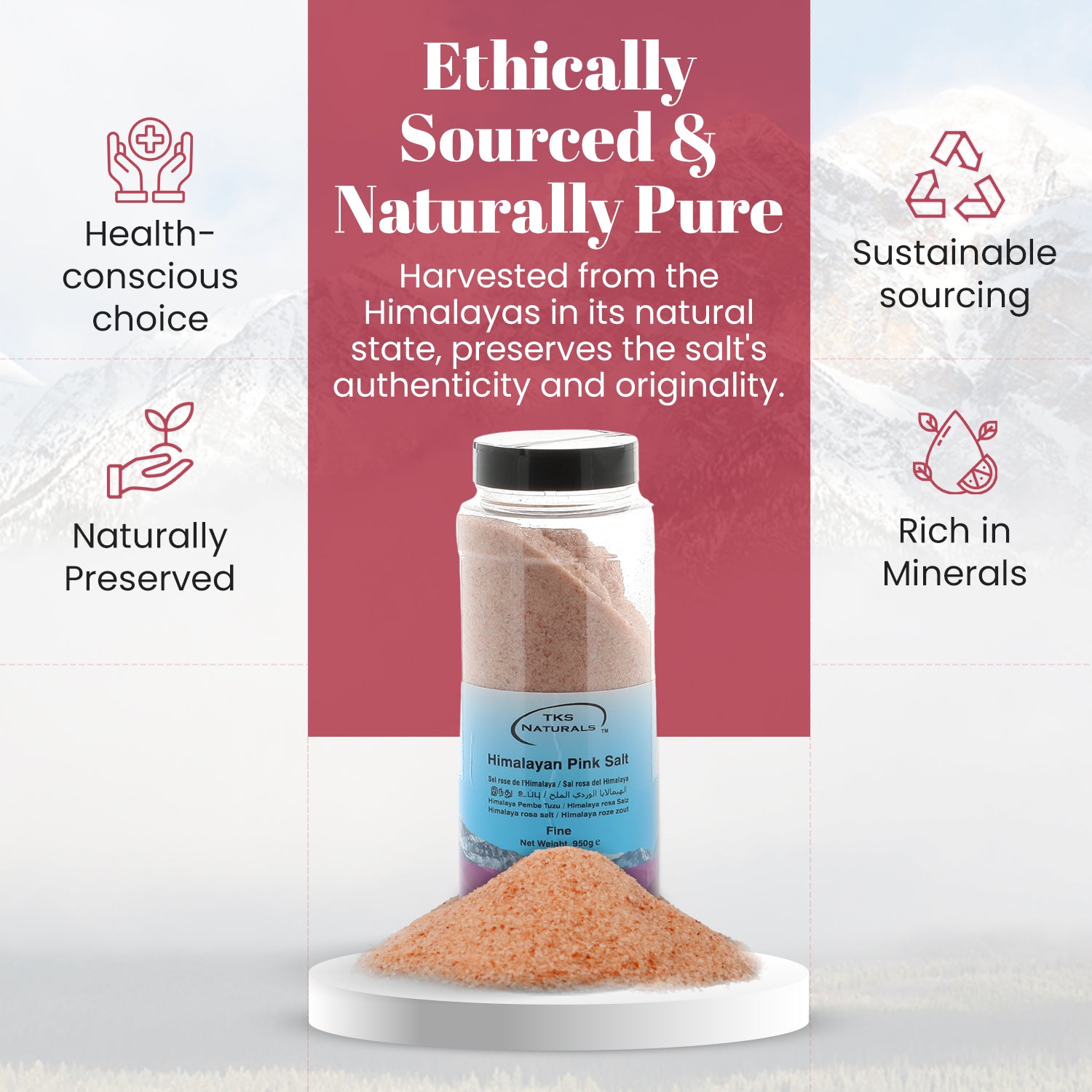 Himalayan Dark Pink Salt Granules Grinder 350g